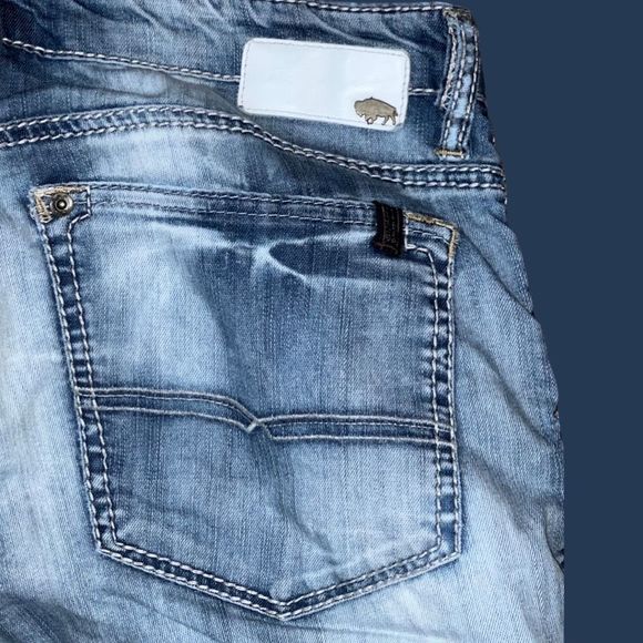 Mens Buffalo Six Distressed Straight Button Fly Jeans Size 36x30 - Picture 4 of 4